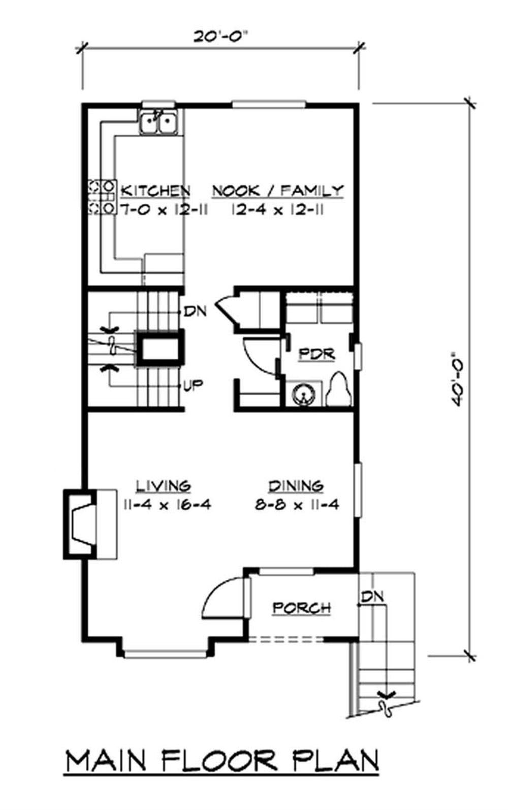 Floor Plan First Story of Multi-Level Plan #115-1214